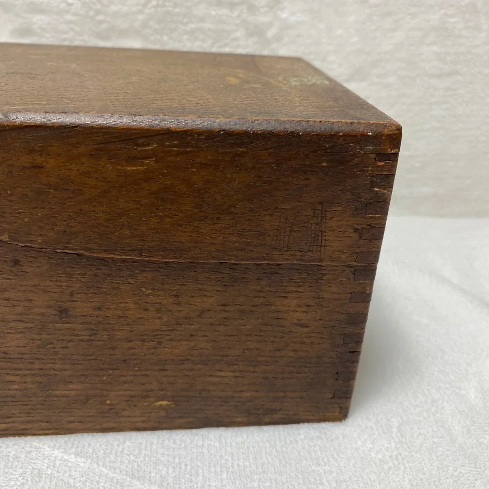 VTG Weis Oak Wooden Recipe Card Catalog Box Dovetail Assembly Made in USA